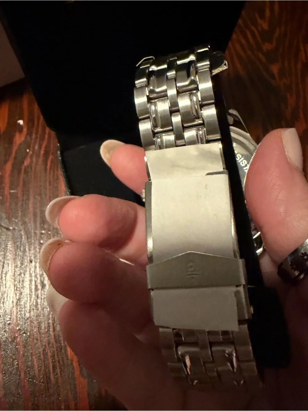 Genevex Men’s Silver Stainless Steel Watch with Black Dial